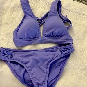 Becca lavender triangle bikini top and bottom both size small . Only tried on